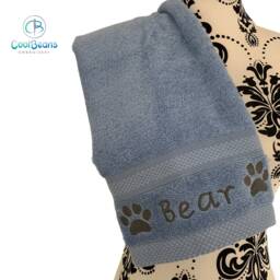 Personalised Dog Towel - Embroidered With Name & Paws - thumbnail 3