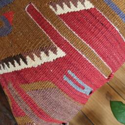 Vintage Kilim Pillow Cover - 16 Inch, Handwoven Wool Rug Cushion - thumbnail 3