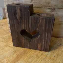 Valentines Gift Heart Tealight Holders Reclaimed Wood Home Decor Rustic Free Delivery - thumbnail 3