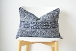 Indigo Neutral Tribal Hemp Hand Woven Natural Dye Color Lumbar Pillow Cover - thumbnail 1