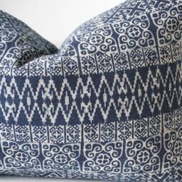 Indigo Neutral Tribal Hemp Hand Woven Natural Dye Color Lumbar Pillow Cover - thumbnail 2