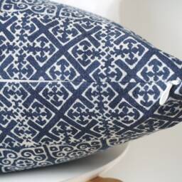 Indigo Neutral Tribal Hemp Hand Woven Natural Dye Color Lumbar Pillow Cover - thumbnail 3