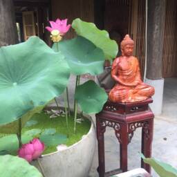 Sitting Wooden Buddha in Japanese Style - thumbnail 2