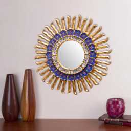 Handmade Gold Sunburst Mirror Wall Decor - Peruvian Round Decorative Bathroom Farmhouse Home & Gifts - thumbnail 3