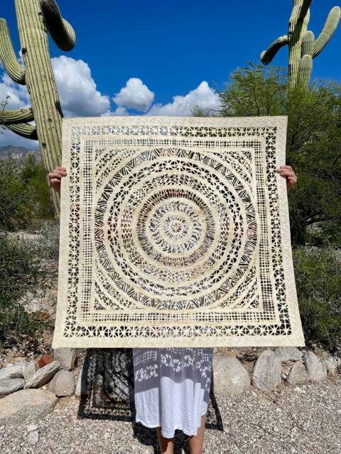Handmade Mexican Amate Paper Wall Art - Xxl 39X39 Modern - Unframed - image 1