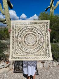 Handmade Mexican Amate Paper Wall Art - Xxl 39X39 Modern - Unframed - thumbnail 1