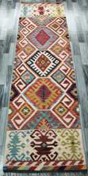 Heritage Tribal Runner, Handmade Artisan Afghan Turkish Scandinavian Navajo Bohemian Flatweave Wool Multicolour Kilim Runner Rug 282x84 cm - thumbnail 1