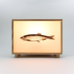 Light Box in Pinewood, Handmade Led Lamp, Custom Original Gift, Home Decor Warm Light, Collage Contemporary Art, #sardine