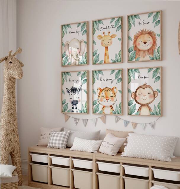 Safari Nursery Prints, Nursery Wall Art, Jungle Animal Prints, Elephant Lion Giraffe, Gender Neutral Kids Bedroom, Boys Decor, Girls - image 1