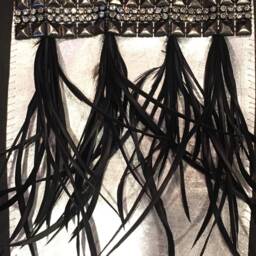 Silver Leather Couture Christmas Stocking With Feathers & Bling Embellishment - thumbnail 2