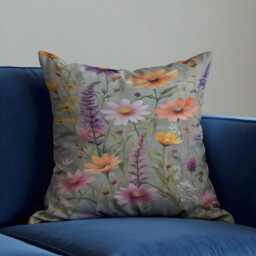 Wildflower Cushion Cover, Meadow Floral Pillow Case, Colourful Botanical Throw Case - thumbnail 2