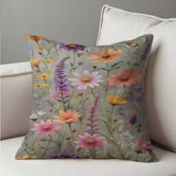 Wildflower Cushion Cover, Meadow Floral Pillow Case, Colourful Botanical Throw Case - thumbnail 4