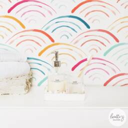 Rainbow Scallop Removable Wallpaper, Watercolor Fish Scale, Traditional Or Temporary Wall Mural - thumbnail 2