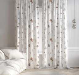 Woodland Mushroom & Flower Curtains, Nursery Curtains Blackout Or Non Blackout, With Eyelets, Pencil Pleat Rod Pocket