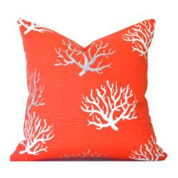 Indoor Pillow Covers With Zipper, Washable, Quick Ship, Coral Isadella Salmon - thumbnail 1