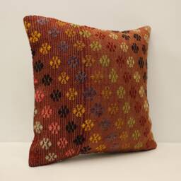 Bolster Pillow Sofa 16x16 in 40x40 cm Bohemian Vintage Kilim Cushion Bedding 4Kf-702 - thumbnail 2