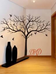 Tree Wall Decal Sticker Home Decor-Giant For Nursery, With Birds Corner-Dk365 - thumbnail 1