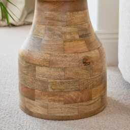 Natural Mango Wood Aam Side Table I Handcrafted Checkered Sustainable Accent - thumbnail 3