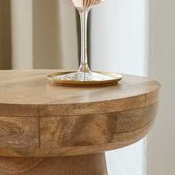 Natural Mango Wood Aam Side Table I Handcrafted Checkered Sustainable Accent - thumbnail 2