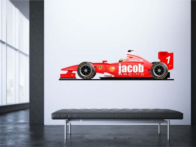 Racing Car Formula 1 Personalised Wall Sticker Children's Bedroom Decal Art Graphic Mural Customised - image 1