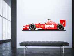 Racing Car Formula 1 Personalised Wall Sticker Children's Bedroom Decal Art Graphic Mural Customised - thumbnail 1