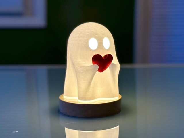 Super Cute & Adorable Ghost Holding A Heart - Led Lamp Free Shipping Halloween - Fun Light Spooky Ring Holder Jewelry - image 1