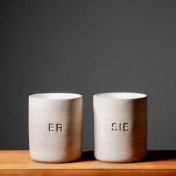 Toothbrush Mug. Set Of 2. Ceramic. Grey. Holder. Bathroom Accessories. Gift. Individual - thumbnail 2