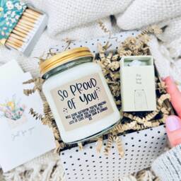 So Proud Of You Personalised Message Congratulations Gift Set, Soy Candle & Keepsake, Well Done, New Job, Exam Results, Passed Your Test - thumbnail 1
