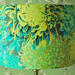 Handmade Green Chrysanthemum Lampshade Kaffe Fassett Floral Fabric - thumbnail 3