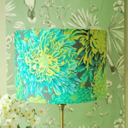 Handmade Green Chrysanthemum Lampshade Kaffe Fassett Floral Fabric - thumbnail 2