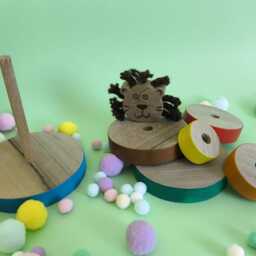 Wooden Lion Stacking Toy, Montessori Rainbow Stacker, Handmade Toddler Gift, Educational Baby Fine Motor Skills Toy - thumbnail 3