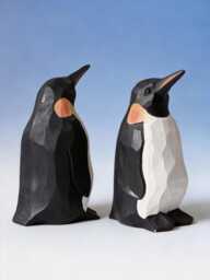 Hand Carved Wooden Emperor Penguin Figurine, Family Statue, Waldorf Toy, Bookshelf Decor, Minimalist Animal Art