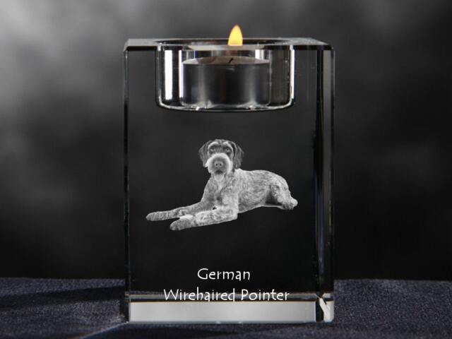 German Wirehaired Pointer, Crystal Candlestick With Dog, Souvenir, Decoration, Limited Edition, Collection - image 1