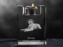 German Wirehaired Pointer, Crystal Candlestick With Dog, Souvenir, Decoration, Limited Edition, Collection - thumbnail 1