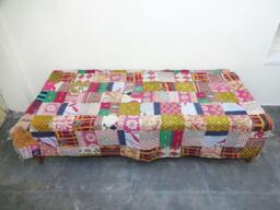 Twin Cotton Kantha Quilt Floral Indian Bedspread Blanket - thumbnail 1
