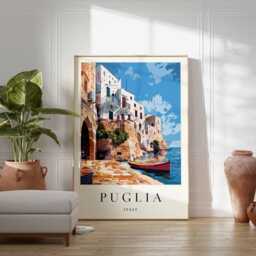 Puglia Italy Travel Poster Coastal Village Art Print - thumbnail 2