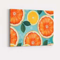 Fresh Grapefruit Orange Citrus Slice Repeat Pattern Canvas Wall Art Print Decor Picture Ready To Hang - thumbnail 4