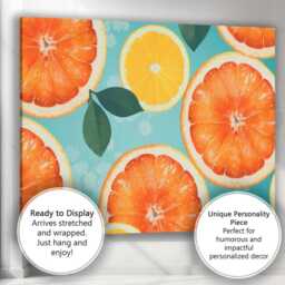 Fresh Grapefruit Orange Citrus Slice Repeat Pattern Canvas Wall Art Print Decor Picture Ready To Hang - thumbnail 3