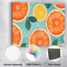 Fresh Grapefruit Orange Citrus Slice Repeat Pattern Canvas Wall Art Print Decor Picture Ready To Hang - thumbnail 2