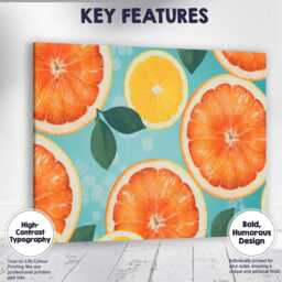 Fresh Grapefruit Orange Citrus Slice Repeat Pattern Canvas Wall Art Print Decor Picture Ready To Hang - thumbnail 1