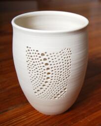 Ceramic Luminary, Votive Candle Holder, Clay Lantern, Pottery - L15