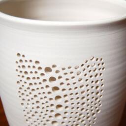 Ceramic Luminary, Votive Candle Holder, Clay Lantern, Pottery - L15 - thumbnail 3