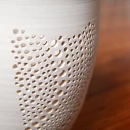 Ceramic Luminary, Votive Candle Holder, Clay Lantern, Pottery - L15 - thumbnail 2