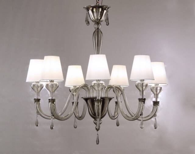 Murano Glass Chandelier Light Gray Venetian Style, 7 Lights - image 1