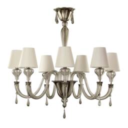 Murano Glass Chandelier Light Gray Venetian Style, 7 Lights - thumbnail 4