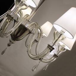 Murano Glass Chandelier Light Gray Venetian Style, 7 Lights - thumbnail 3