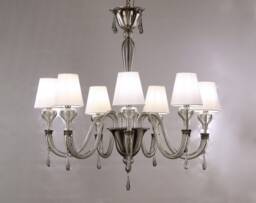 Murano Glass Chandelier Light Gray Venetian Style, 7 Lights - thumbnail 1