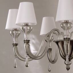 Murano Glass Chandelier Light Gray Venetian Style, 7 Lights - thumbnail 2