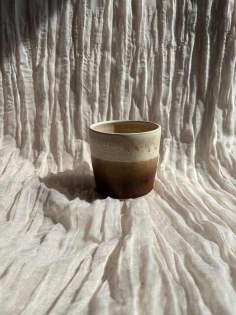 Sandstorm Ceramic Planter, Handmade Glazed Beaker, Brown Plant Pot, 200Ml Beige Vessel, Unique British Gift, Handcrafted Pots - image 1