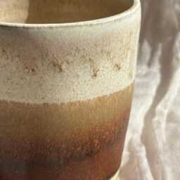 Sandstorm Ceramic Planter, Handmade Glazed Beaker, Brown Plant Pot, 200Ml Beige Vessel, Unique British Gift, Handcrafted Pots - thumbnail 2